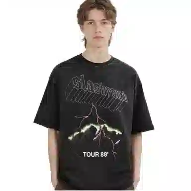 Dark Mountain Lightning Print T-Shirt