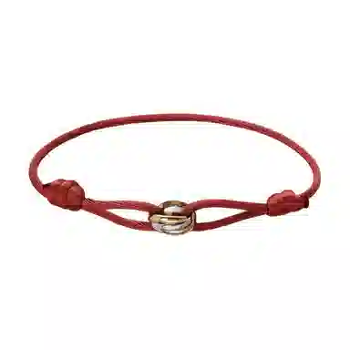 Cartier Trinity Bracelet Black Cord White Gold Rose Gold Men