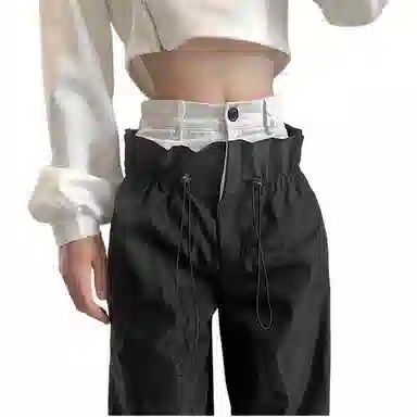 哒头下雨不愁 时尚简约纯色休闲裤 女款 黑色