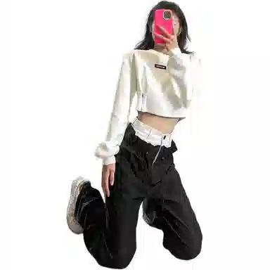 哒头下雨不愁 时尚简约纯色休闲裤 女款 黑色