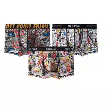 MAST POINT Plant Floral Cartoon Print Boxer Briefs 3-Pack