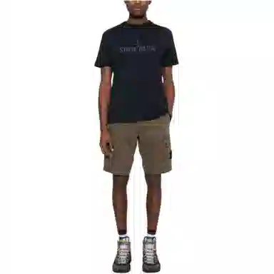 Stone Island SS25 Letter Print Crew Neck T-Shirt Navy