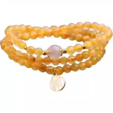 盈满堂 金发晶三圈 小众设计 简约 事业 水晶 手串 女款