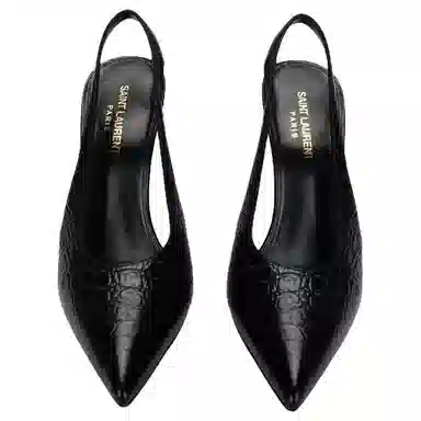 Saint Laurent Viper Croc Patent Heel Black