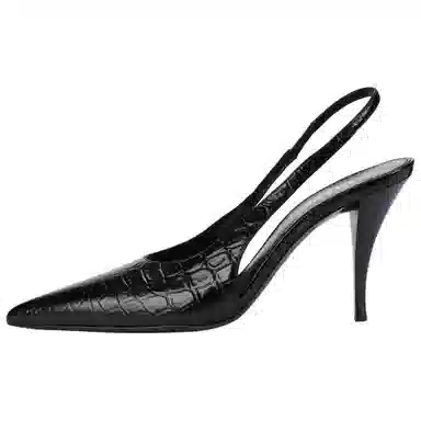 Saint Laurent Viper Croc Patent Heel Black