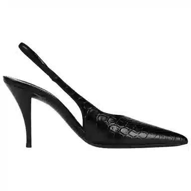 Saint Laurent Viper Croc Patent Heel Black