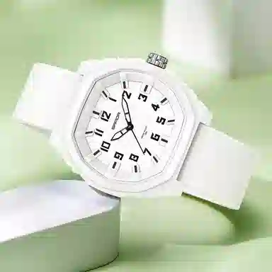 三达石英机芯指针款简约百搭潮流休闲防水夜光学生男女同款白色表盘国表