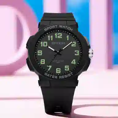 三达石英机芯户外简约男女学生同款夜光防水手表国表男女同款白色表盘