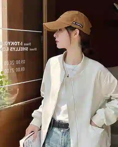 邦固依品 休闲外套女春秋款宽松显瘦长袖小个子洋气百搭短款棒球服开衫夹克 女款