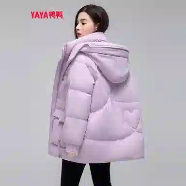 鸭鸭 冬季时尚中长款加厚鸭绒休闲气质简约面包服羽绒服 女款