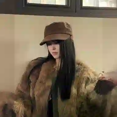 艾佳微 中古风美拉德平顶帽大头围时尚显白显脸小 涤纶 贝雷帽 男女同款情侣款