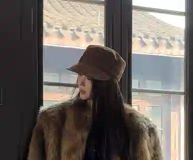 艾佳微 中古风美拉德平顶帽大头围时尚显白显脸小 涤纶 贝雷帽 男女同款情侣款