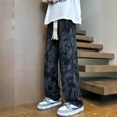 邦固依品 美式扎染长裤男秋季炸街潮牌潮流青少年宽松直筒裤子休闲裤 男款