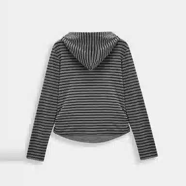 爱依服 条纹显瘦连帽设计卫衣 女款