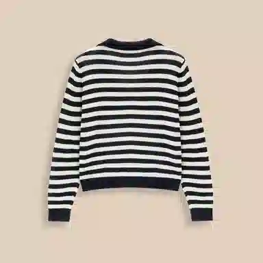 爱依服 法式成熟通勤条纹休闲风针织衫 女款