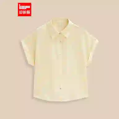 爱依服 简约纯色通勤短袖衬衫 女款