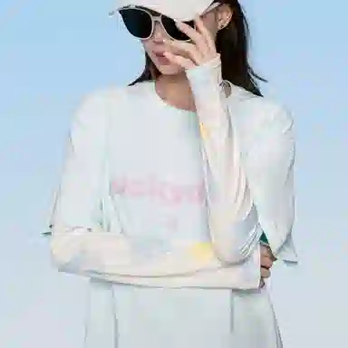 稻草人 多巴胺色系印花防紫外线开车 薄款透气户外郊游 露指袖套 防晒袖 女款