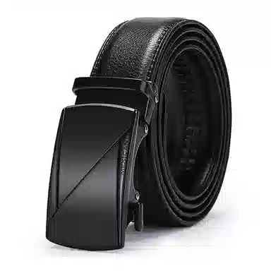 稻草人 简约设计商务腰带钱夹百搭皮带套装 牛皮 钱包 常规 男款 黑色