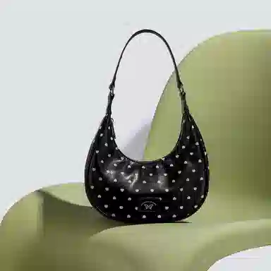 稻草人 波点爱心精致百搭轻便实用通勤 聚氨酯革 新月包单肩包 常规 女款 多色