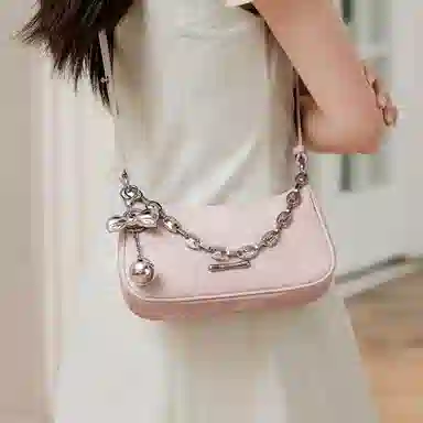 稻草人 时尚百搭甜美少女 编织纹理 聚氨酯革 腋下包斜挎包手提包单肩包 小号 女款 浅蓝/银色