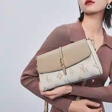 稻草人 时尚百搭小众设计 聚氨酯 单肩斜挎包 女款 米白配杏色/棕配深啡/深棕配棕色