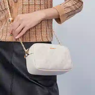 稻草人 时尚百搭四季款 聚氨酯 小方包手提单肩斜挎包 女款 黑色/米白