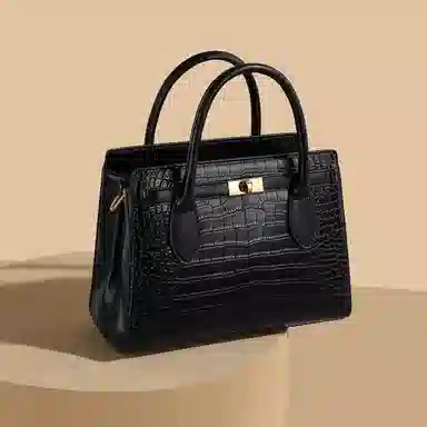 稻草人 高级感鳄鱼纹百搭 聚氨酯 单肩包手提包 女款 黑色/棕色