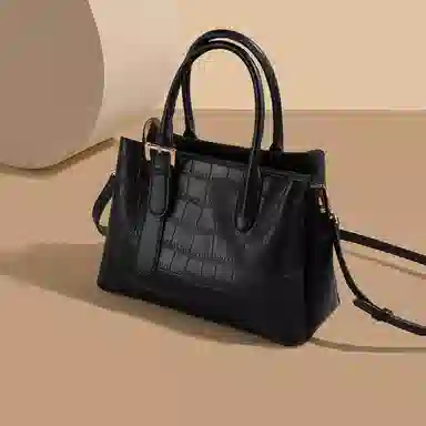 稻草人 时尚高级感鳄鱼纹 聚氨酯 单肩手提包 常规 女款 黑色/杏色