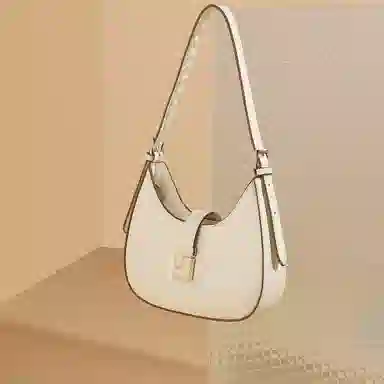 稻草人 韩系时尚简约潮流百搭高级感 聚氨酯革 单肩斜挎包 小号 女款 黑色/杏色/米白