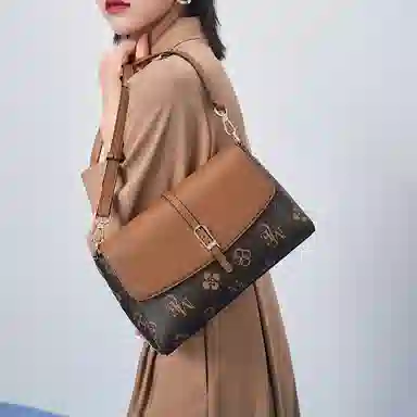 稻草人 时尚百搭小众设计 聚氨酯 单肩斜挎包 女款 米白配杏色/棕配深啡/深棕配棕色