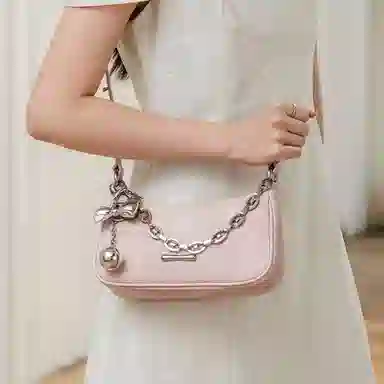 稻草人 时尚百搭甜美少女 编织纹理 聚氨酯革 腋下包斜挎包手提包单肩包 小号 女款 浅蓝/银色