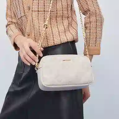 稻草人 时尚百搭四季款 聚氨酯 小方包手提单肩斜挎包 女款 黑色/米白