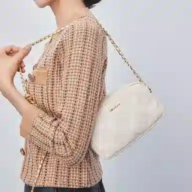 稻草人 时尚百搭四季款 聚氨酯 小方包手提单肩斜挎包 女款 黑色/米白