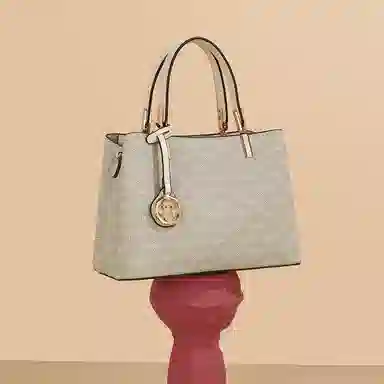 稻草人 简约时尚老花满印复古高级感大容量通勤 聚氯乙烯革 单肩斜挎包手提包 常规 女款 摩卡咖/卡其杏/优雅白