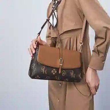 稻草人 时尚百搭小众设计 聚氨酯 单肩斜挎包 女款 米白配杏色/棕配深啡/深棕配棕色