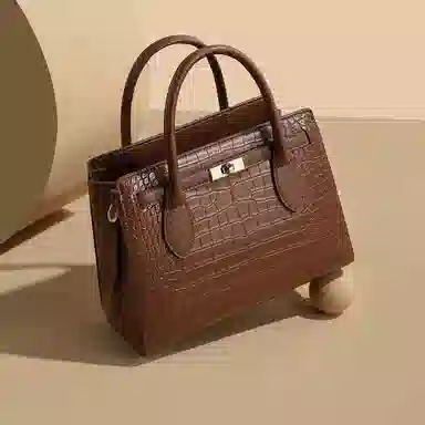 稻草人 高级感鳄鱼纹百搭 聚氨酯 单肩包手提包 女款 黑色/棕色