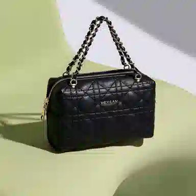 稻草人 小香风菱格经典不过时百搭实用通勤链条斜挎包 牛皮 手提包 常规 女款 米色/黑色/安可拉红