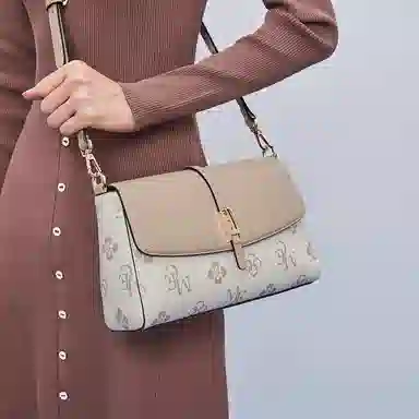 稻草人 时尚百搭小众设计 聚氨酯 单肩斜挎包 女款 米白配杏色/棕配深啡/深棕配棕色