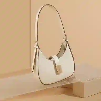 稻草人 韩系时尚简约潮流百搭高级感 聚氨酯革 单肩斜挎包 小号 女款 黑色/杏色/米白