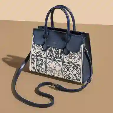 稻草人 高级感优雅国风刺绣妈妈包气质实用通勤 聚氨酯革 斜挎手提包 女款 多色