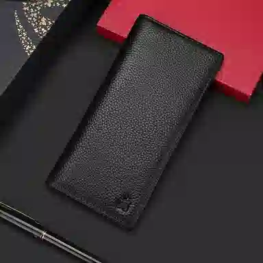 代写贺卡 稻草人 长款商务简约大气时尚 牛皮革 钱包 男款 黑色/咖啡色