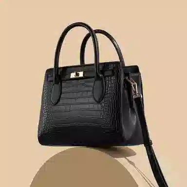 稻草人 高级感鳄鱼纹百搭 聚氨酯 单肩包手提包 女款 黑色/棕色