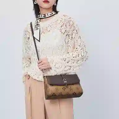 稻草人 时尚百搭小众设计 聚氨酯 单肩斜挎包 女款 米白配杏色/棕配深啡/深棕配棕色