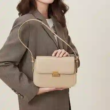 稻草人 百搭通勤 牛皮 单肩包斜挎包豆腐包小方包腋下包 常规 女款 啡色/杏色/黑色/米白/深红