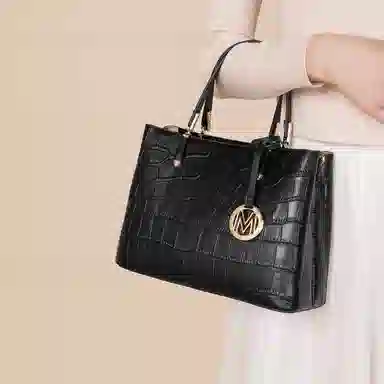 稻草人 高级感百搭通勤 聚氨酯革 手提包 女款 黑色/杏色