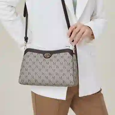 稻草人 复古印花设计 聚氯乙烯 撞色包单肩包斜挎包 常规 女款 深棕色/卡其/深啡棕/深咖棕