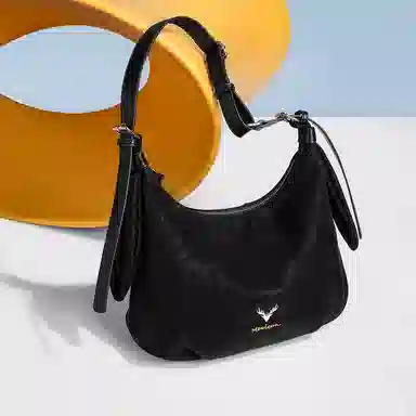 稻草人 甜美小众出行收纳月牙包 聚氨酯革 单肩斜挎包 女款 卡其/浅杏色/黑色