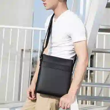 稻草人 商务 真皮 公文包通勤包单肩斜挎包 常规 男款 黑色/咖啡色