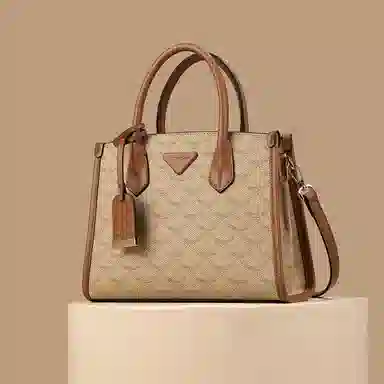 稻草人 简约时尚老花满印高级感复古 聚氨酯 单肩斜挎手提包 常规 女款 焦茶咖/香槟色/杏仁白