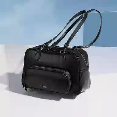 稻草人 高级感百搭通勤大学生上课 聚氨酯 波士顿包手提腋下单肩斜挎包 女款 黑色/深棕色